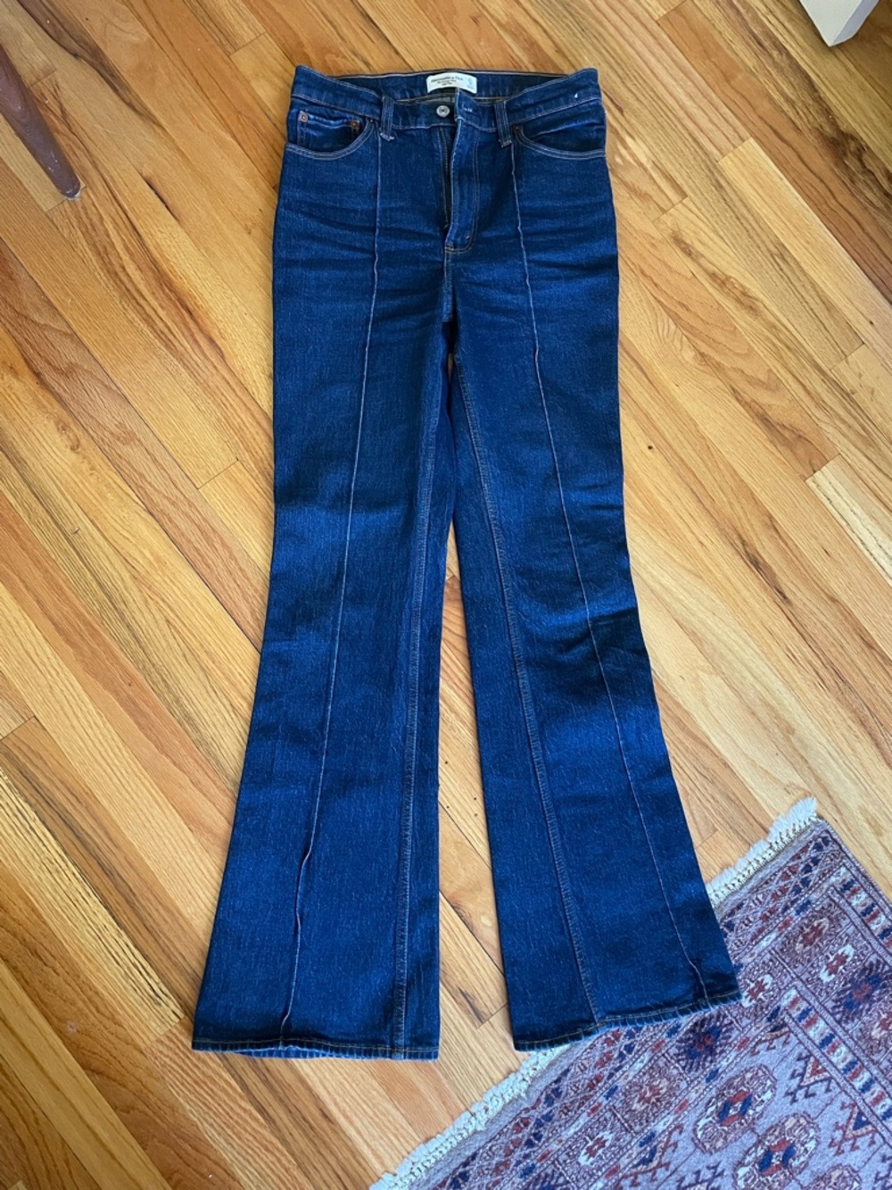 Abercrombie & Fitch Dark Indigo High-Rise Flare Jeans - Picture 2 of 2